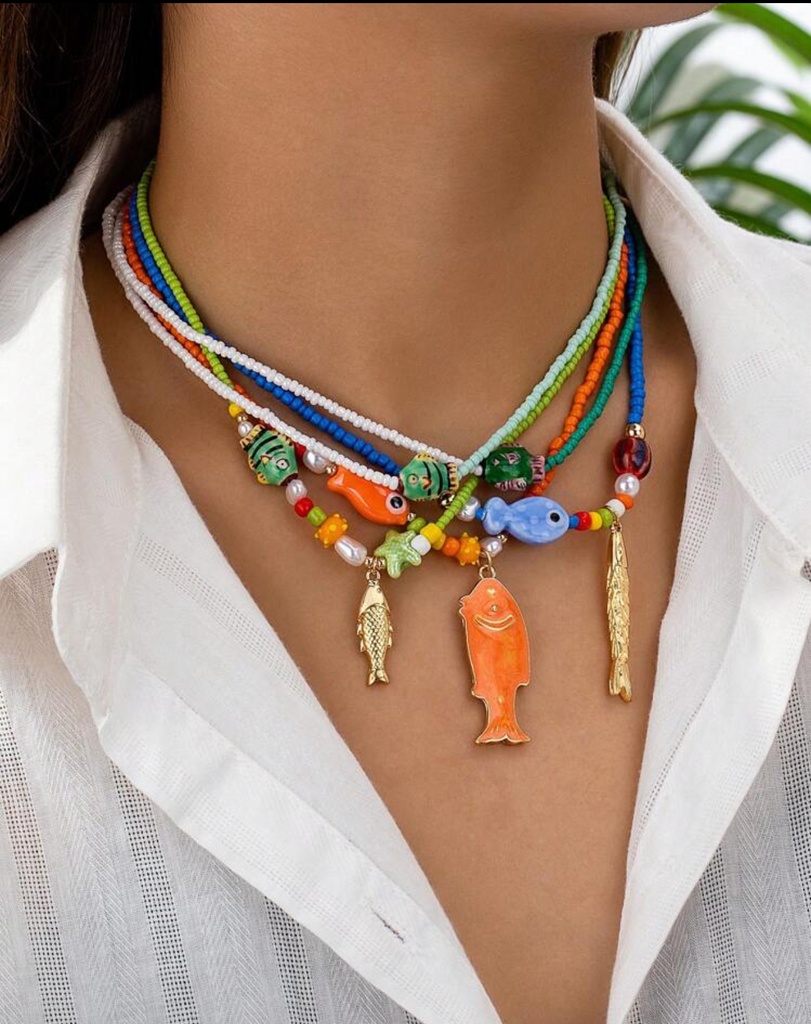 Collares murano de colores elementos marinos multicolores